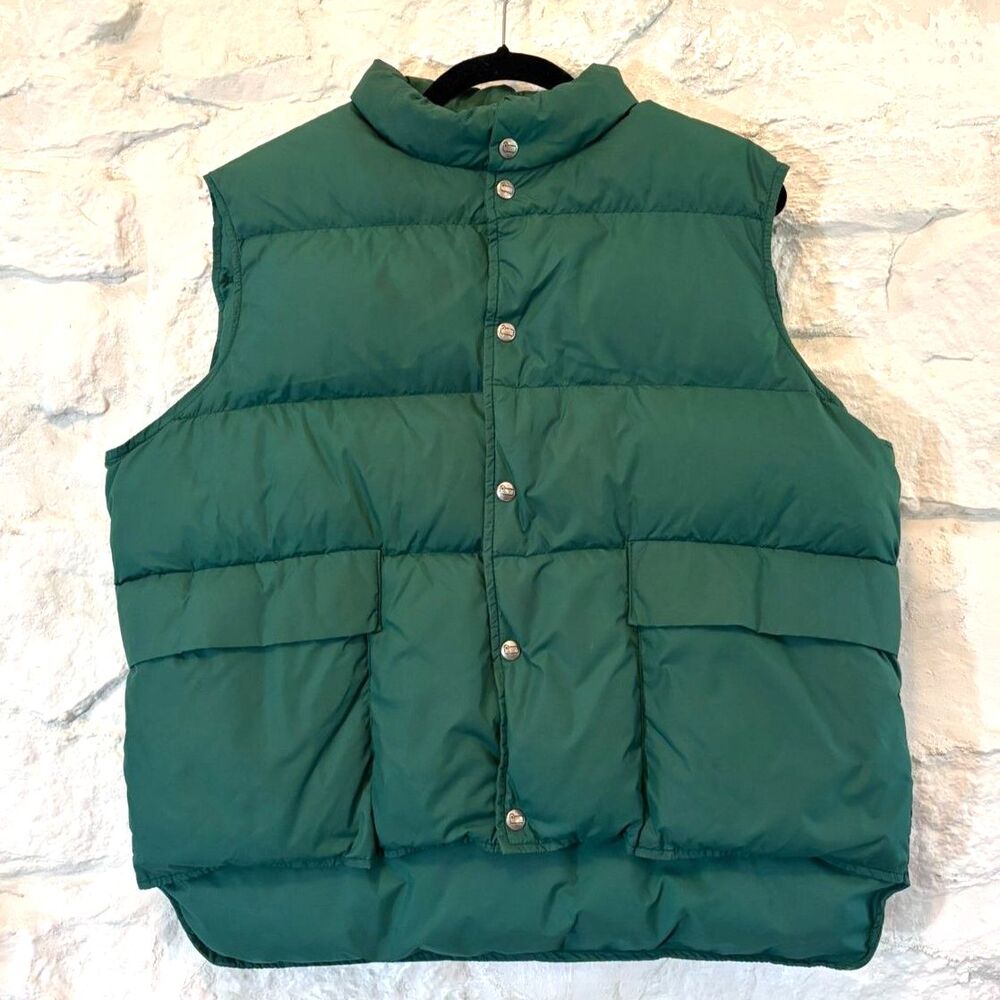 Vintage Woolrich Down Puffer Vest Men’s XL Forest Green Snap Front Gorpcore